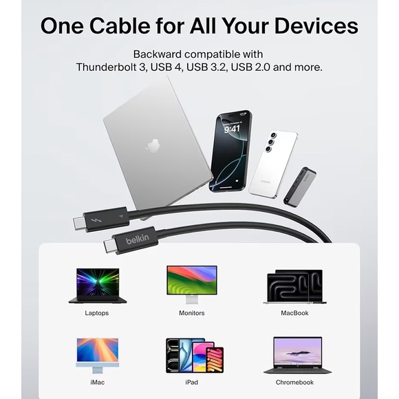 Belkin Connect Thunderbolt 4 Cable, 6.6ft/2m